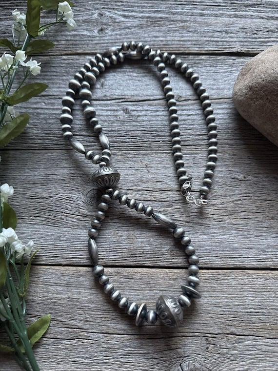 Southwestern Sterling Silver Pearls Jackla Multi Bead Necklace 32