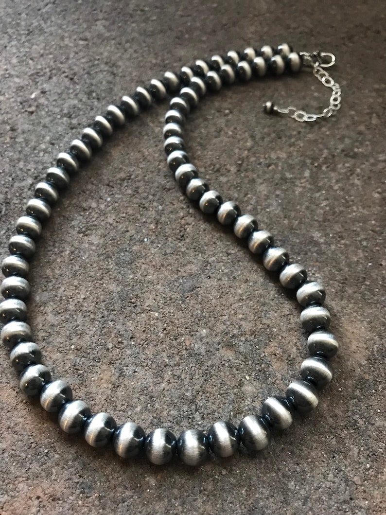 Sterling Silver 8mm Pearls Bead Necklace. Etsy