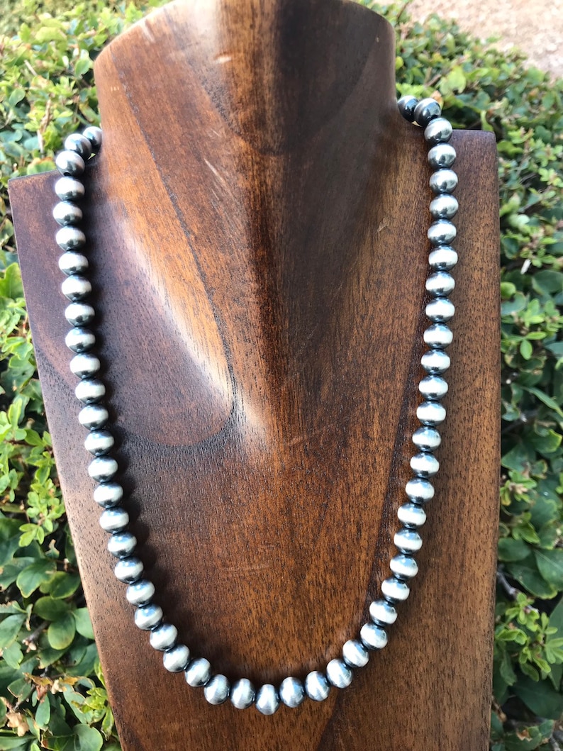 Sterling Silver 8mm Pearls Bead Necklace. Etsy