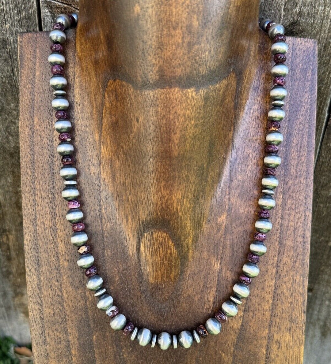 Spiny Oyster & Sterling Silver Pearl Necklace – 8mm – Handmade by The Bijoux FAB – 17.5