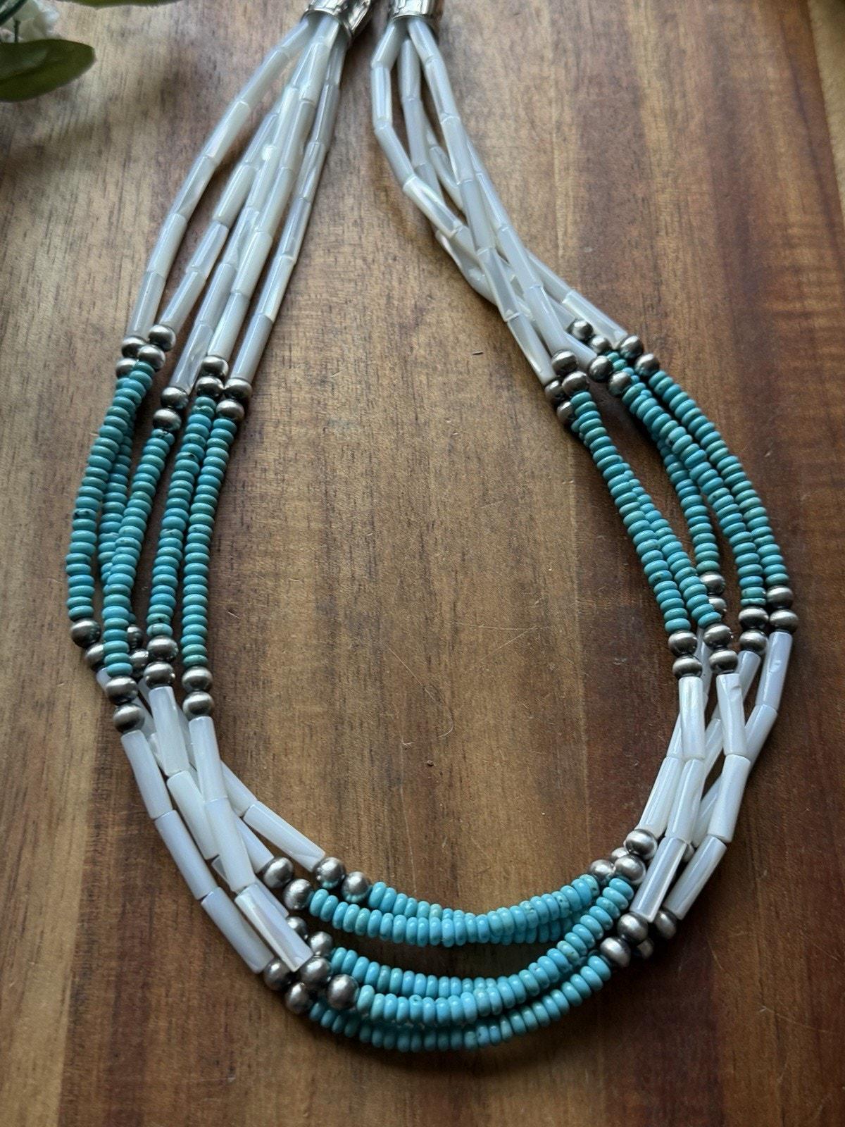 Sterling Silver Multi Strand MOP Mother of Pearl Turquoise Bead ...