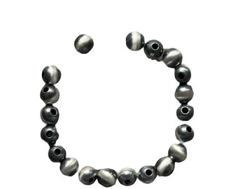925 Sterling Silver “Navajo Style” 6mm Pearl Seamless Loose Beads Lot of 20 Bead