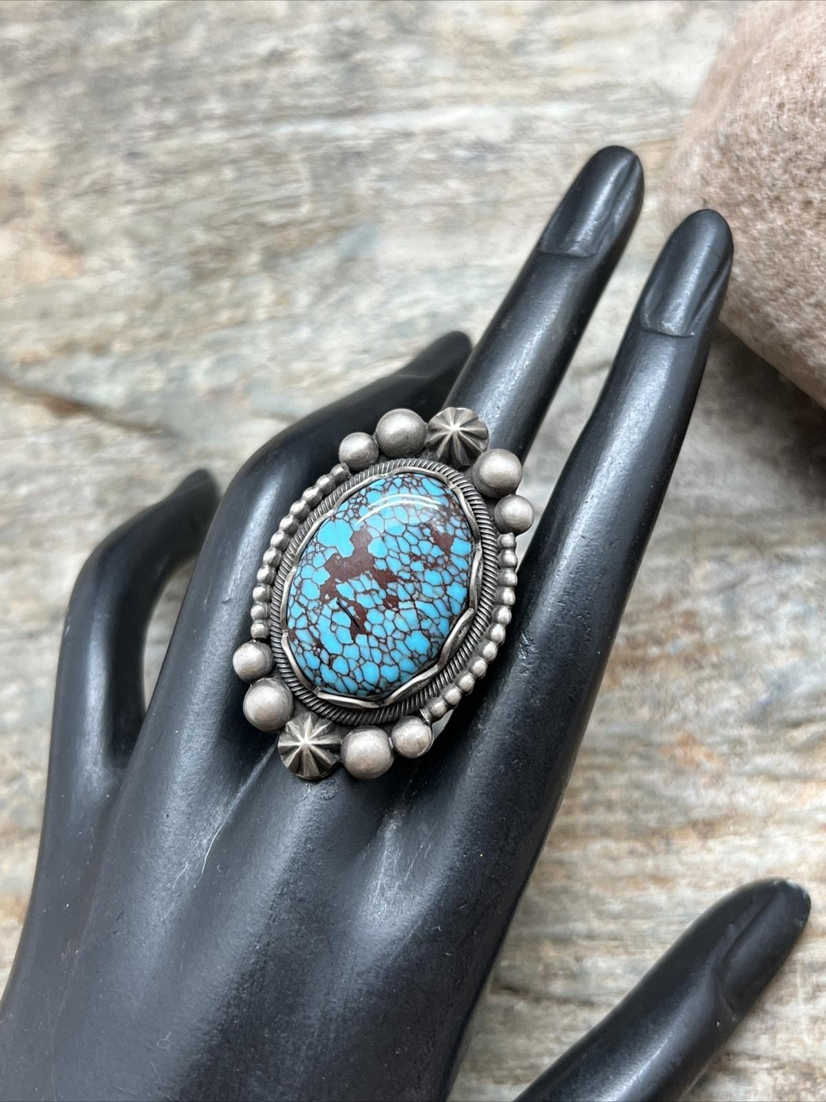 Elgin Tom Sterling Silver Egyptian Turquoise Ring. Size 8.5
