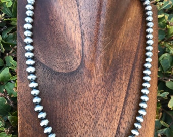 Sterling Silver 7mm Pearls Bead Necklace.