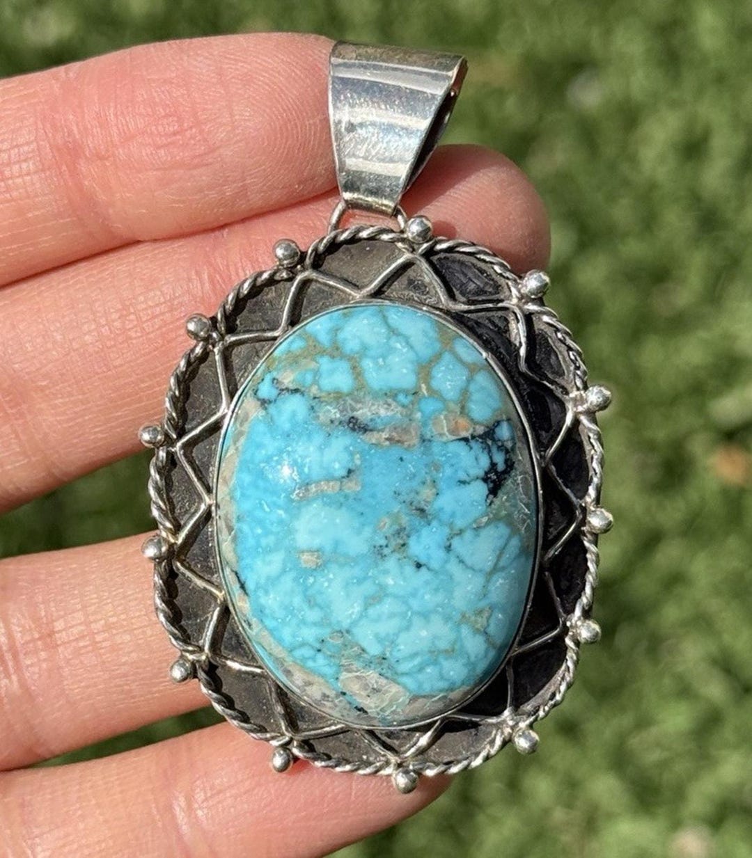 アクセサリー indian jewelry navajo pendant Navajo Native American Sterling Silver Turquoise Pendant GS Gift