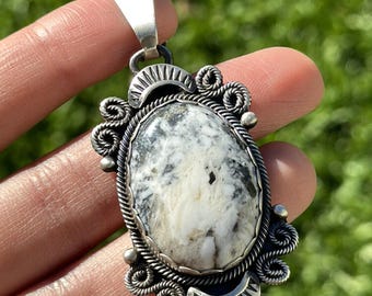 メンズ ホワイトバッファローターコイズペンダントネックレス | ナバホ