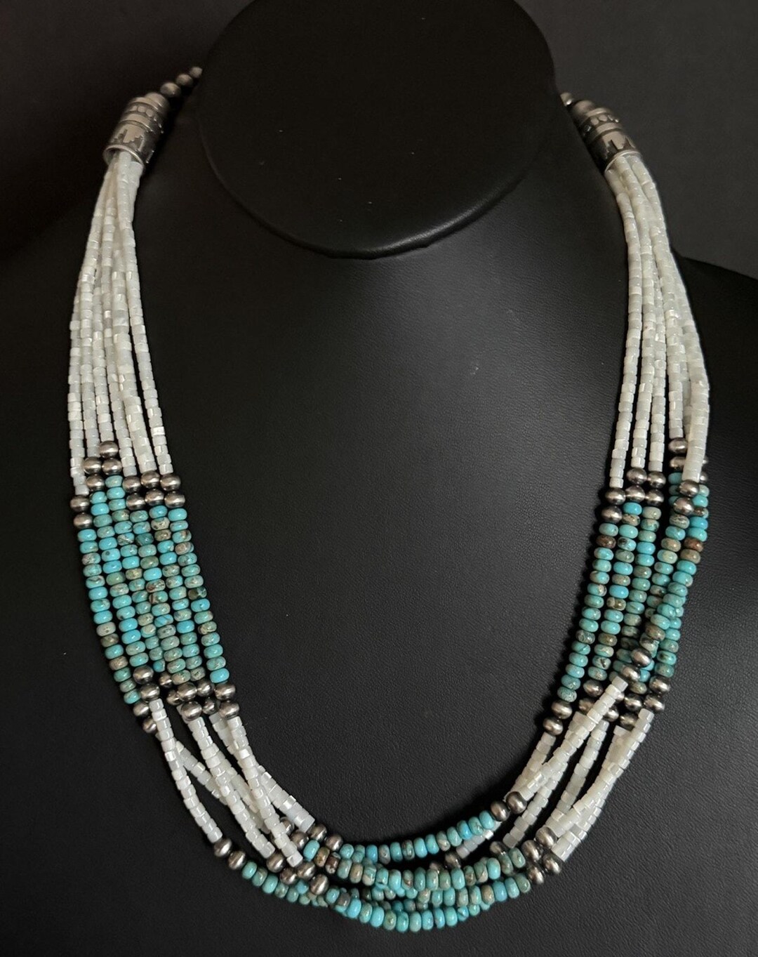Sterling Silver Multi Strand MOP Mother of Pearl Turquoise Bead ...