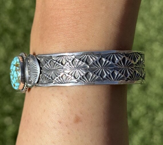 Sunshine Reeves Turquoise Sterling Silver Stacker Stamped Cuff