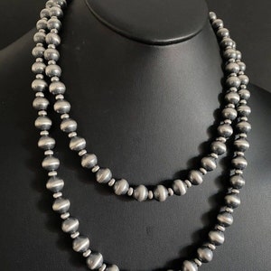 Collana in argento sterling con perle da 10 mm e 44 pollici.