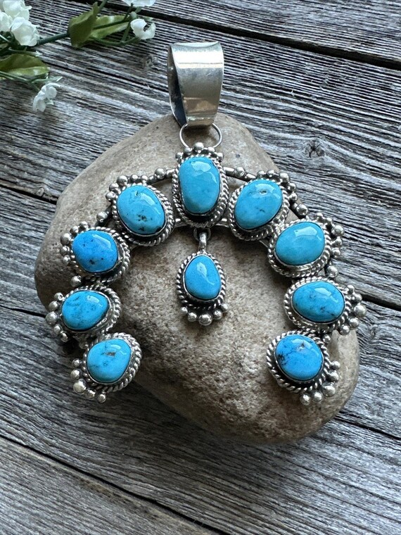 Navajo Sterling Silver Turquoise Naja Pendant. Kee J - Etsy