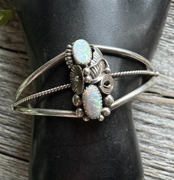 Vintage Pawn Navajo Sterling Silver Opal Cuff Bracelet MC - Etsy