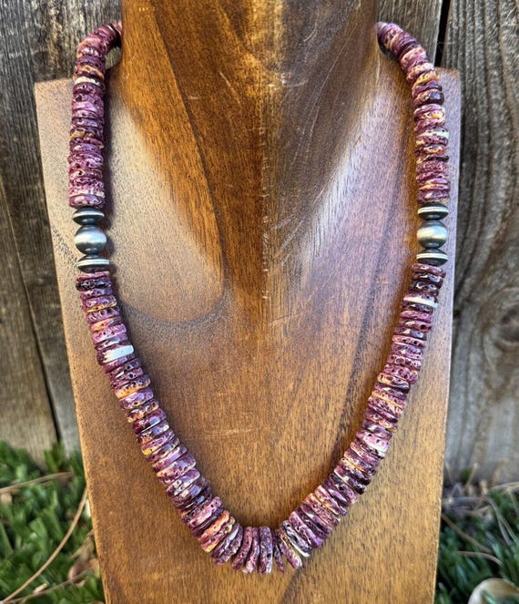 Sterling Silver Graduated Purple Spiny Oyster W Pearls Saucer Bead