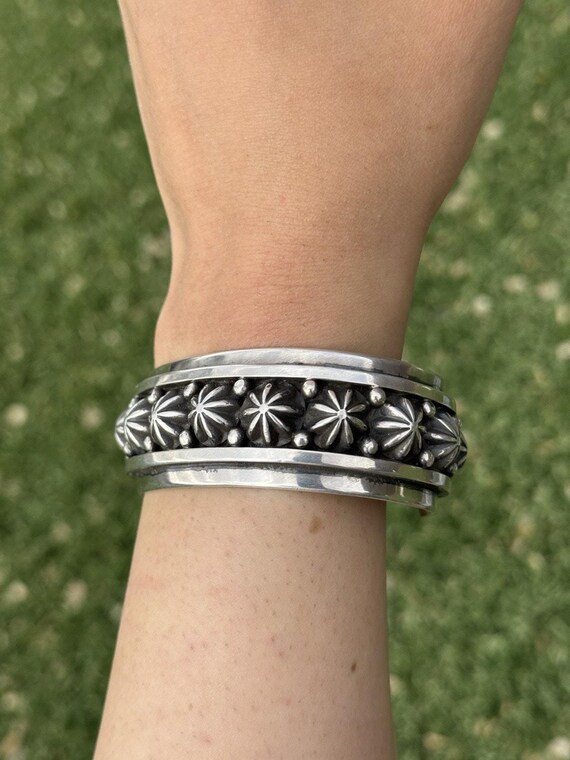 Navajo Native American Sterling Silver Star Stacker Cuff Bracelet
