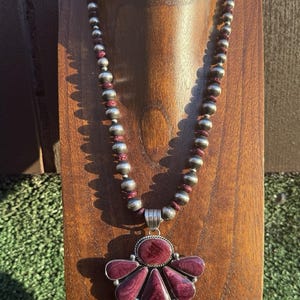 Navajo Sterling Silver Purple Spiny Oyster Pendant Necklace Earrings Set