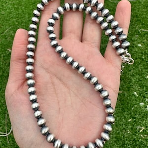 Collares de perlas de plata de ley 925 del suroeste de 7 mm &quot;estilo navajo&quot;