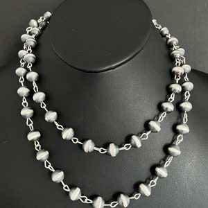 Collana con perle di rosario in argento sterling da 10 mm e 40 pollici.