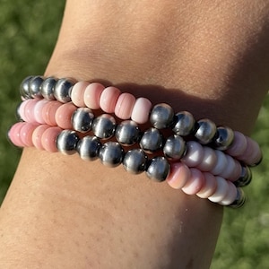 Sterlingzilveren roze schelpparels wikkelarmband spiraalkralen