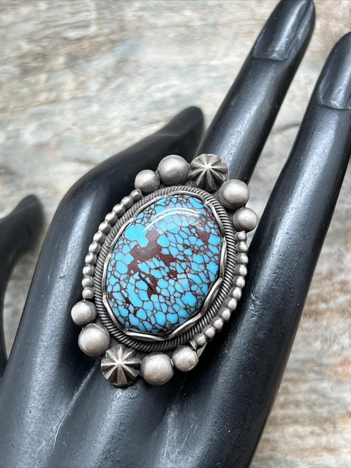 Elgin Tom Sterling Silver Egyptian Turquoise Ring. Size 8.5
