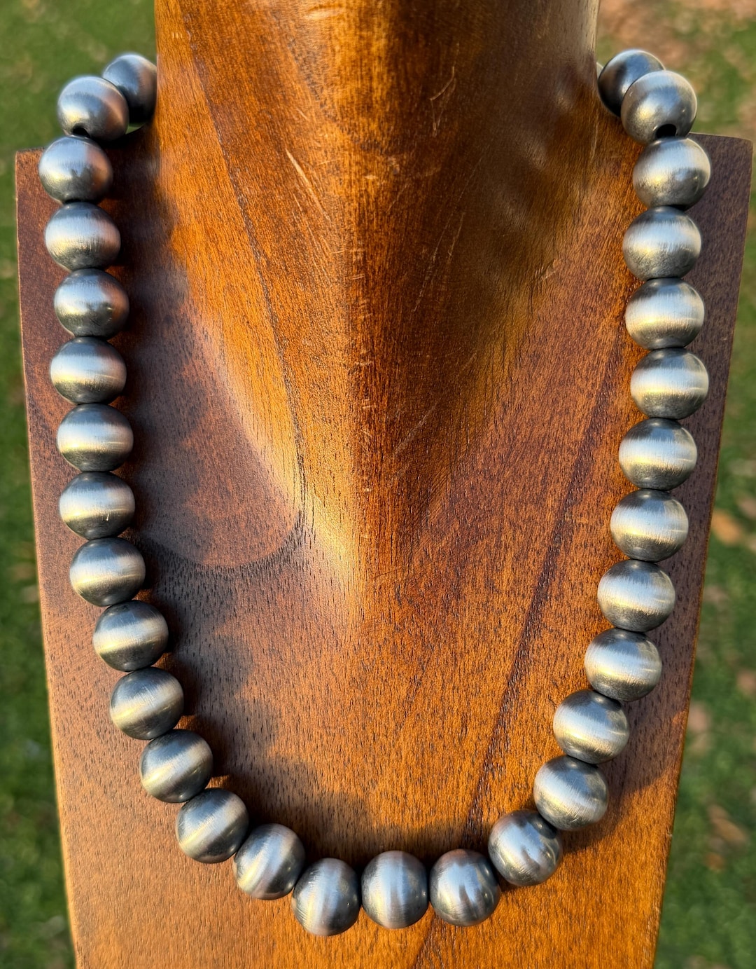 14mm Southwestern 925 Sterling Silver Pearls Bead Necklaces