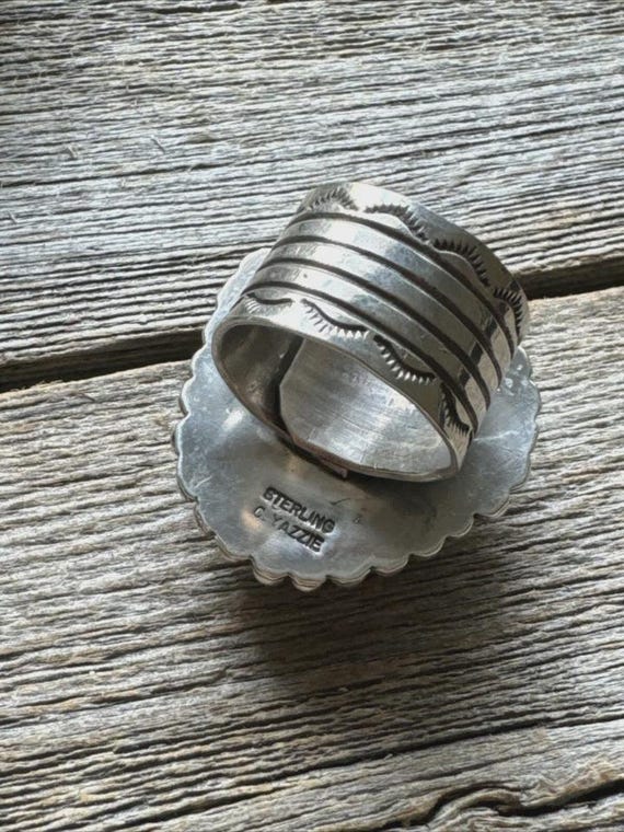 Navajo Sterling Silver White Buffalo Turquoise Adjustable Ring C