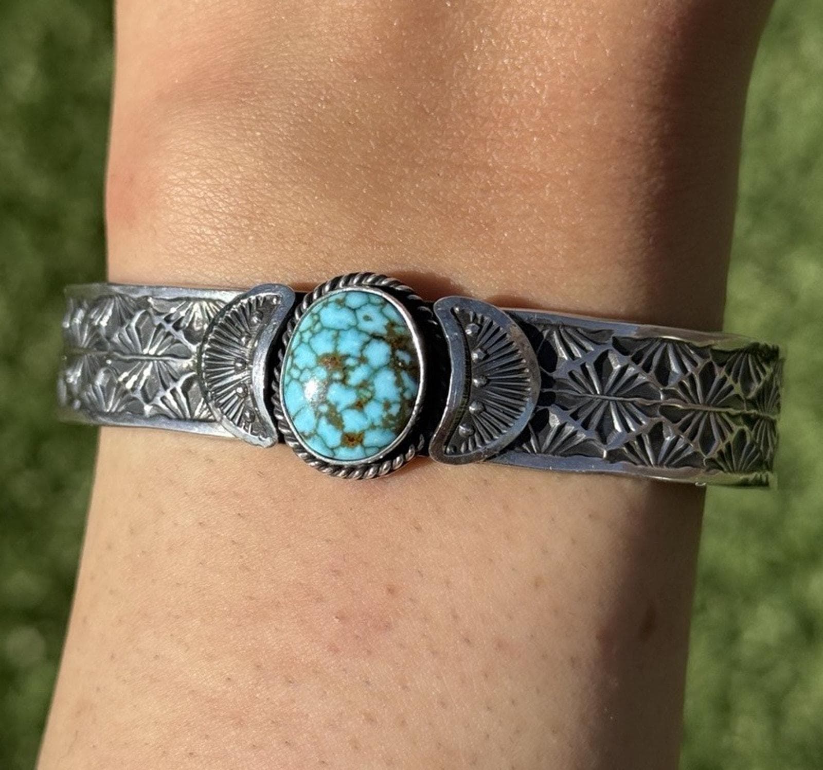 Sunshine Reeves Turquoise Sterling Silver Stacker Stamped Cuff