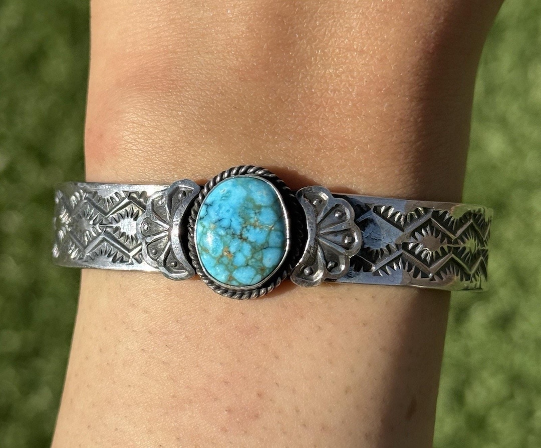Sunshine Reeves Turquoise Sterling Silver Stacker Stamped Cuff