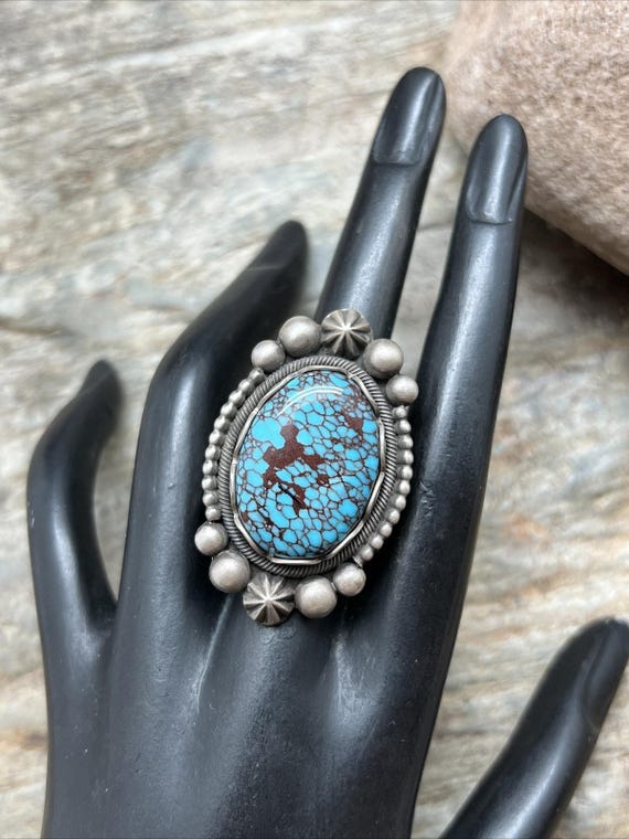Elgin Tom Sterling Silver Egyptian Turquoise Ring. Size 8.5