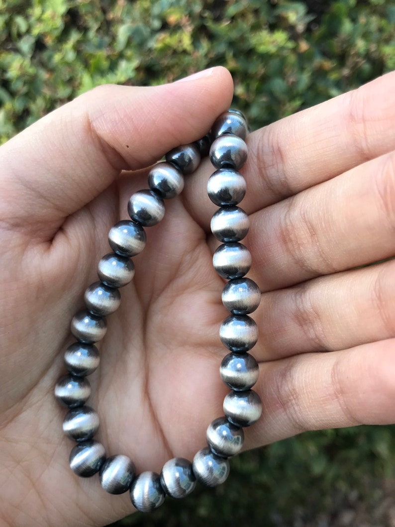 Sterling Silver 8mm Pearls Bead Necklace. Etsy