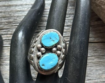 ヴィンテージ ナバホ スターリングシルバー ターコイズリング。サイズ