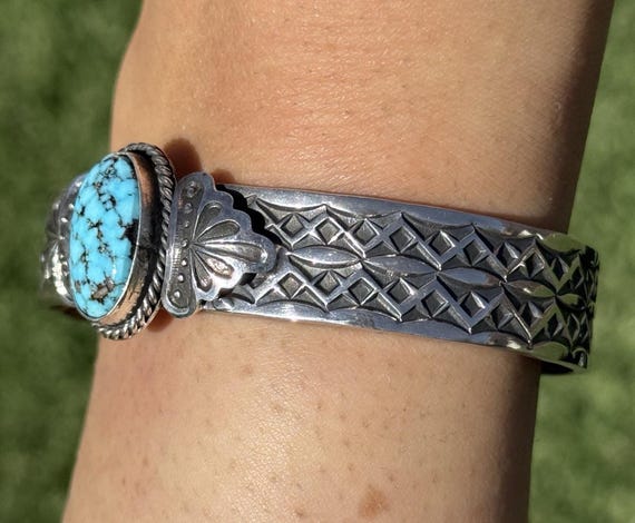 Sunshine Reeves Turquoise Sterling Silver Stacker Stamped Cuff