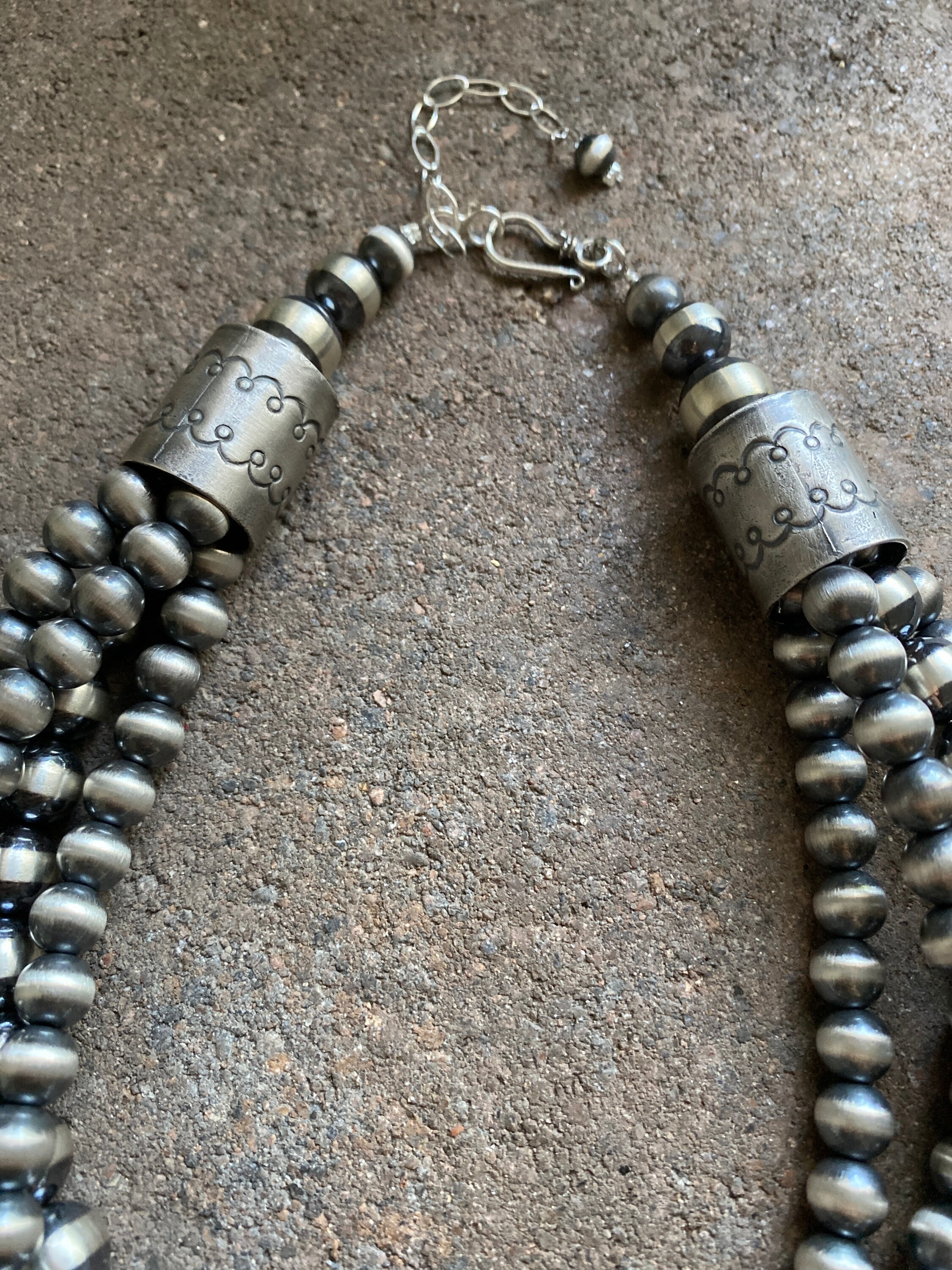 Sterling Silver Multi Strand Navajo Pearls Bead Necklace. 15.5 Etsy