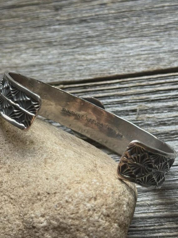 Sunshine Reeves Turquoise Sterling Silver Stacker Stamped Cuff