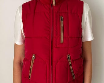 Vintage 90's Timberland Puffer Vest Red 100% Goose Down Packable