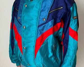 Vintage Descente Ski Jacket 80s 90s Color Block Puffer Coat Enerone SC Mens M Retro Winter Snow Jacket