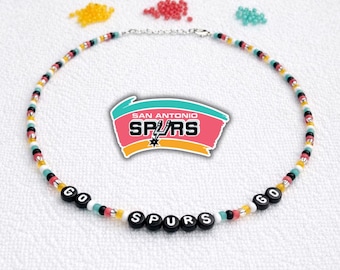 Spurs Beaded Choker - Handmade San Antonio Spurs Necklace - Adjustable Boho Choker - Team Spirit Gift for Her