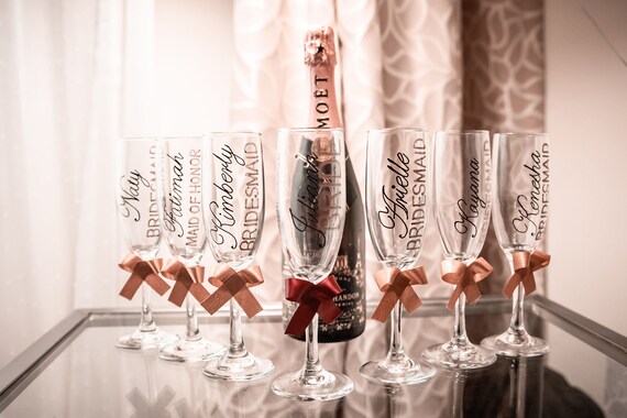 Bridal Party Personalized Champagne Glass Champagne Custom | Etsy