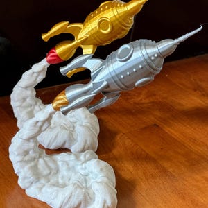 1950s Classic Buck Rogers Rocket Inter-Planetary Spaceship with Flames Flash Gordon 3D printed. Color options