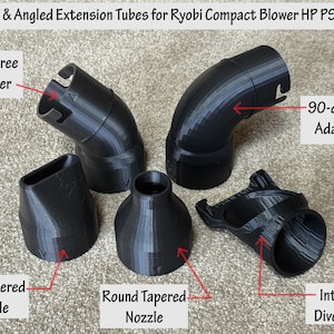 Tapered Nozzles and Angled Adapters, Diverter for Ryobi 18v Compact Blower PSBLB01 - Blower NOT included