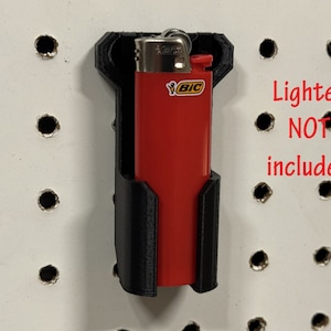 Holder for BIC Lighter | Mounts on Wall or Pegboard | Garage, Shop, or Mancave organization