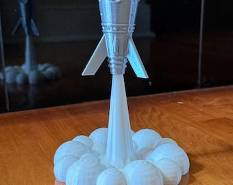 Retro classic Rocket Spaceship for office reward gift.Reach for the stars.  Flash Gordon Tintin futuristic 3D printed in PLA plastic