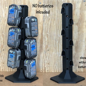 6-Battery Tower Stand for Ryobi 18v One+ Batteries | Standalone installation | Space Saver storage for garage, shop, or mancave