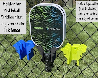 Holder for 2 Pickleball Paddles for Chain Link Fence - Conveniently hold your paddles off the court surface where you can see them
