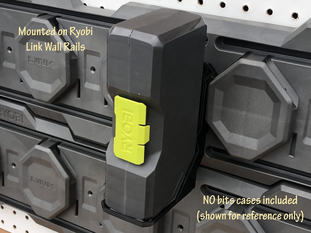 Bits or Socket Case Holder for Pegboard, Ryobi Link Wall Rails, or Wall. Custom Designed 3D