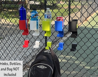 Bottle holder + hook for sports bag Baseball, Pickleball, Softball, Tennis, Soccer, Football, Track, Band and outdoor sports. Protect gear