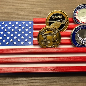 Patriotic American flag challenge coin holder military gift Army Navy Marines, Air Force, soldier, Collection  veteran police law Ghost flag