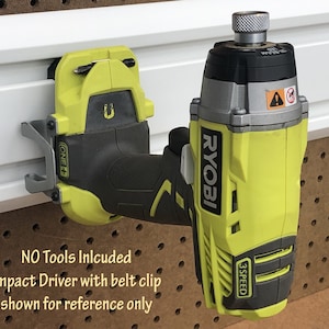 Ryobi 18v One+ 10-degree Tool Holder for Gladiator GearWall or GearTrack for Garage or Shop tool storage organization