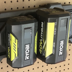 Ryobi Double 40-volt battery holder for Link system 3D printed garage shop tool organizer