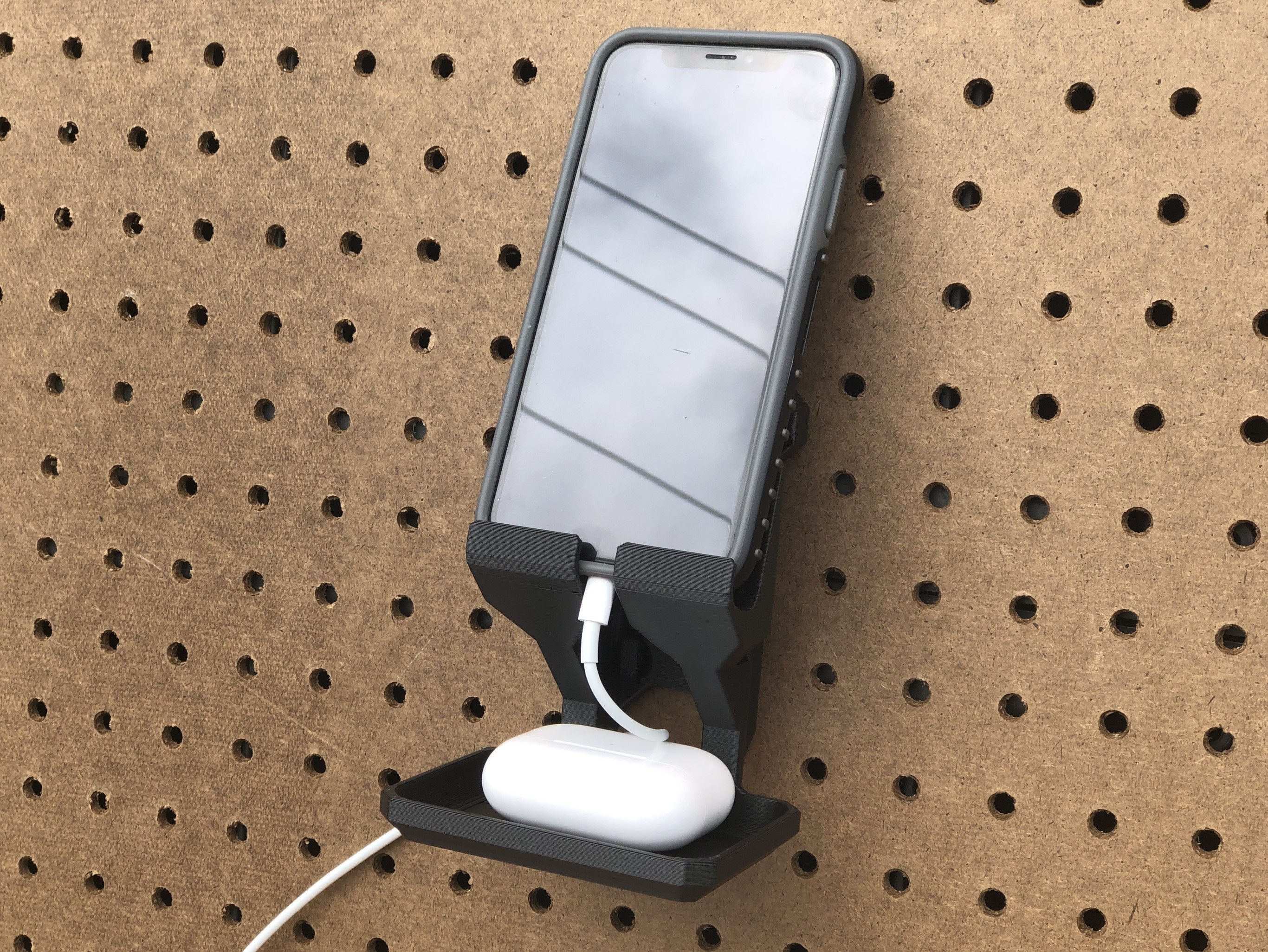 Phone, Headphone & Tablet Holder for Wall, Pegboard, or Ryobi Link Wall Rails. Garage, shop, mancave  organization storage for iphone, ipad