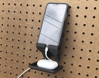 Phone, Headphone & Tablet Holder for Wall, Pegboard, or Ryobi Link Wall Rails. Garage, shop, mancave  organization storage for iphone, ipad