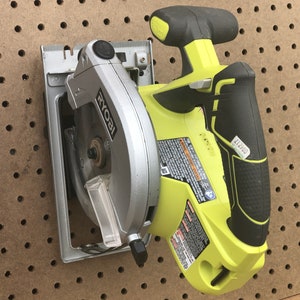 Holder for Circular Saw that mounts to walls, pegboard, or Ryobi Link Wall Rails | Only works for SOME saws - PLEASE read description
